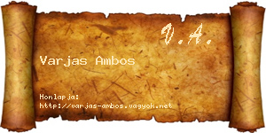 Varjas Ambos névjegykártya
